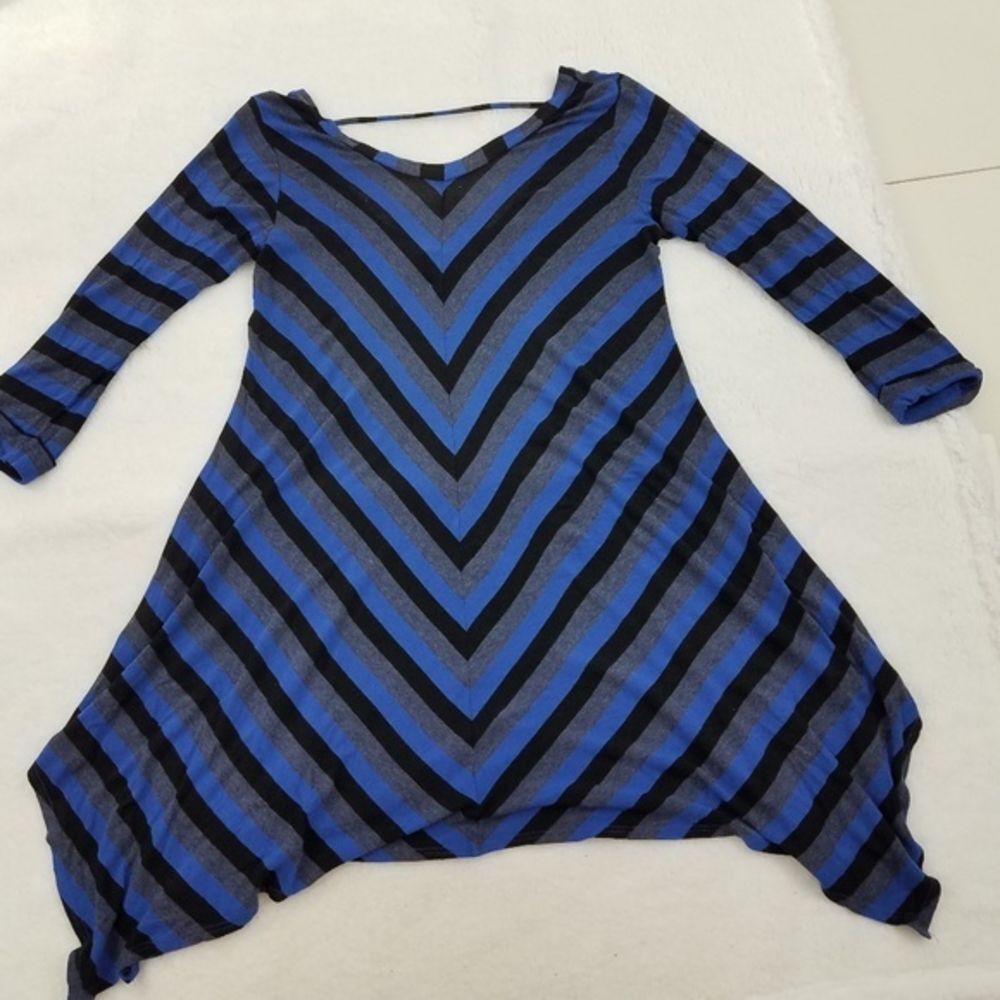 Ella Moss Women's Striped Tunic Asymmetric Hem Lon